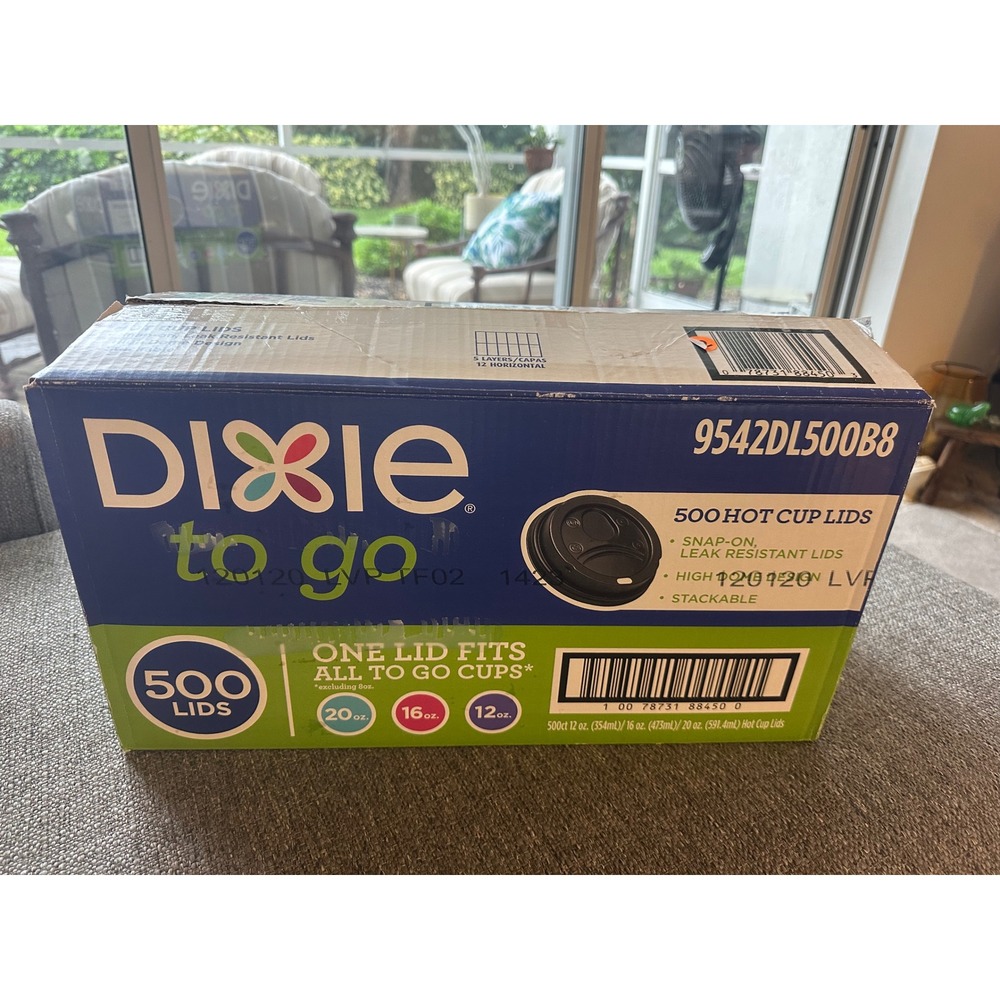 Dixie To Go Hot Cup Lids Black 450 Count 9542DL500B8 Fits 12oz 16oz 20oz Cups